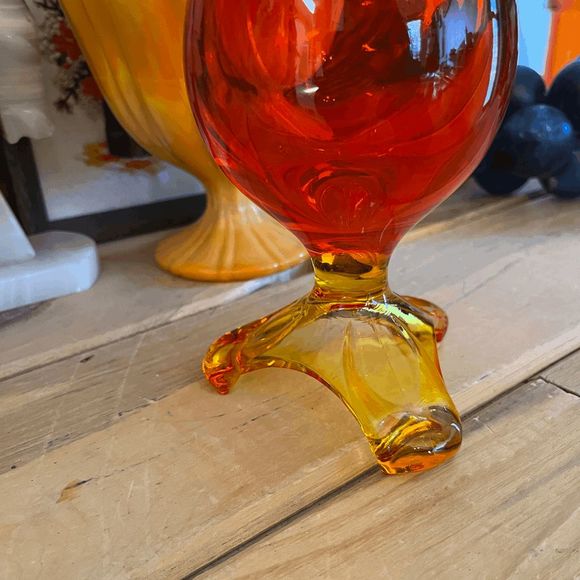 Vintage Viking Glass Epic Arching Thumb Print Footed Vase PLEASE DO NOT BUNDLE - Picture 6 of 8